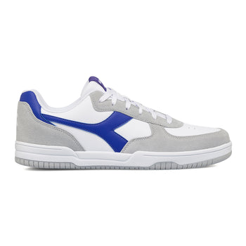 Sneakers bianche da uomo con logo laterale blu e dettagli in grigio Diadora Raptor Low, Brand, SKU s322500310, Immagine 0